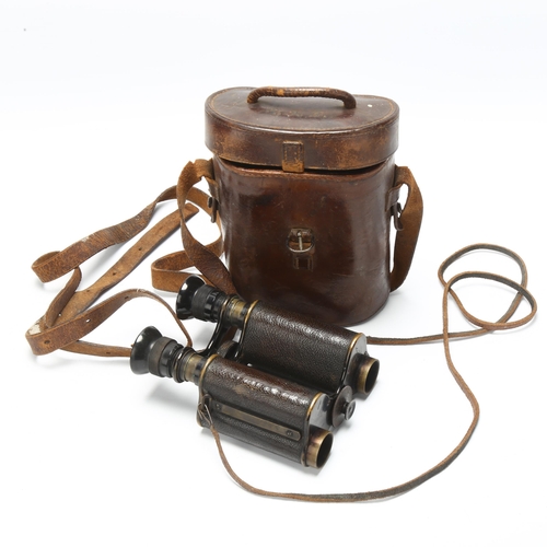 5 - A pair of Ross military issue prism binoculars marked NSL (National Service League), with leather st... 