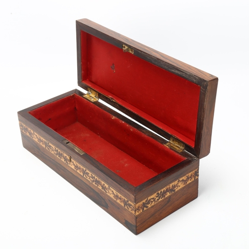 58 - Victorian Tunbridge Ware rosewood and micro-mosaic box, length 25.5cm