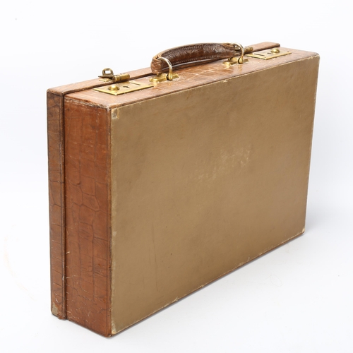 59 - Victorian/Edwardian crocodile skin briefcase, with fitted interior, 36 x 23cm