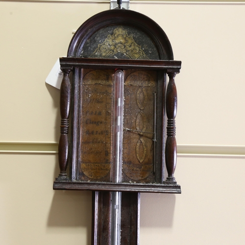 68 - A 19th century mahogany-cased stick barometer, by George Snaith of Wigton, length 93cm