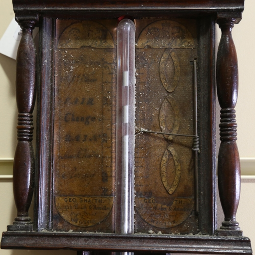 68 - A 19th century mahogany-cased stick barometer, by George Snaith of Wigton, length 93cm