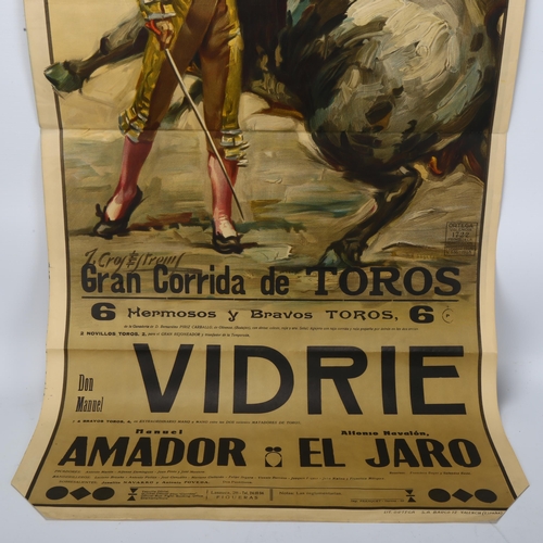 90 - A Spanish bull fighting advertising poster, published 1968, 104 x 54cm