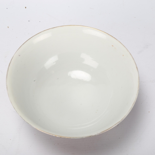 95 - A Chinese white glaze porcelain bowl with painted geometric designs, 4 character mark, diameter 16cm