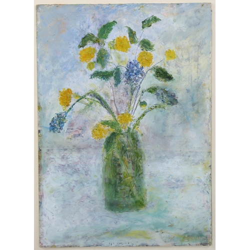 502 - Sylvia Levine (1911 - 1998), still life flowers in a vase, oil on board, signed, 34cm x 24cm, framed