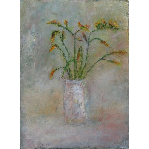 503 - Sylvia Levine (1911 - 1998), still life flowers in a vase, oil on board, signed, 37cm x 27cm, framed