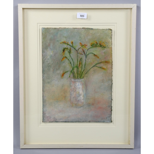 503 - Sylvia Levine (1911 - 1998), still life flowers in a vase, oil on board, signed, 37cm x 27cm, framed