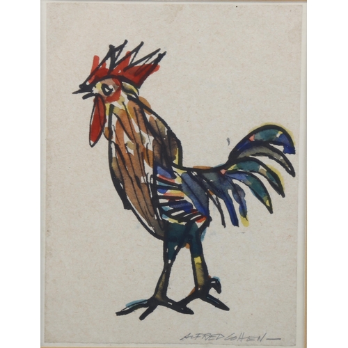 505 - Alfred Cohen (1920 - 2001), bantam 1991, ink and watercolour, signed, 16cm x 12cm, framed, provenanc... 