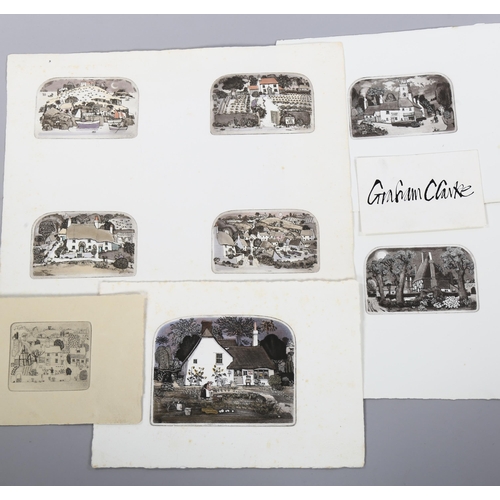 511 - Graham Clarke (born 1941), folder of etchings, some hand coloured, all unsigned (5 sheets)