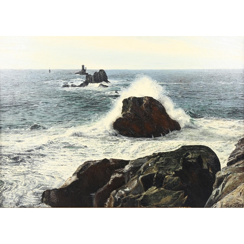 515 - D Merceret, oil on canvas, seascape, signed, 46cm x 65cm, framed