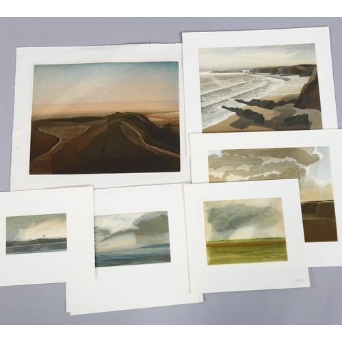 522 - Michael Fairclough (born 1940), folder of coloured etchings, farm landscapes, 1 signed in pencil dat... 