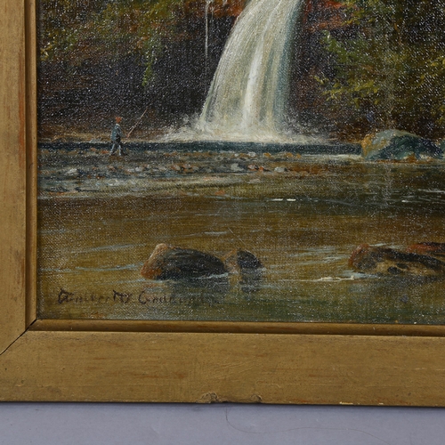 527 - Walter Goddard (1858 - 1933), pair of oils on canvas, angler near waterfalls, 1 signed, 31cm x 21cm,... 