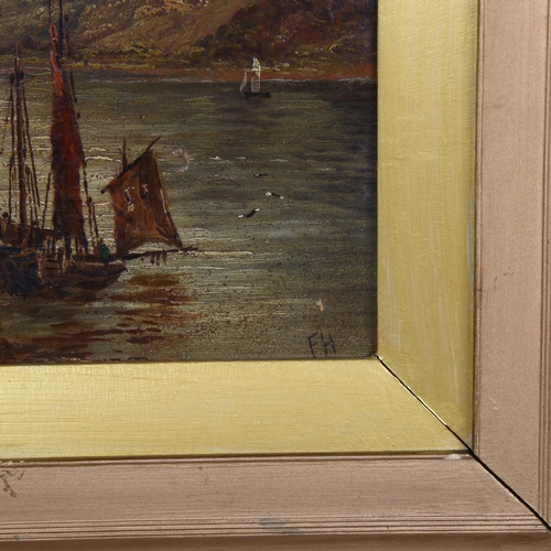 531 - 19th century British School, pair of river landscapes, oil on board, signed with monograms FH, 18cm ... 