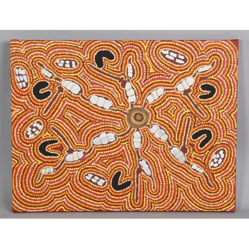 539 - Geanie Nungarrayi Egan (Aboriginal Warlukurlangu artist), abstract composition, oil on canvas, inscr... 