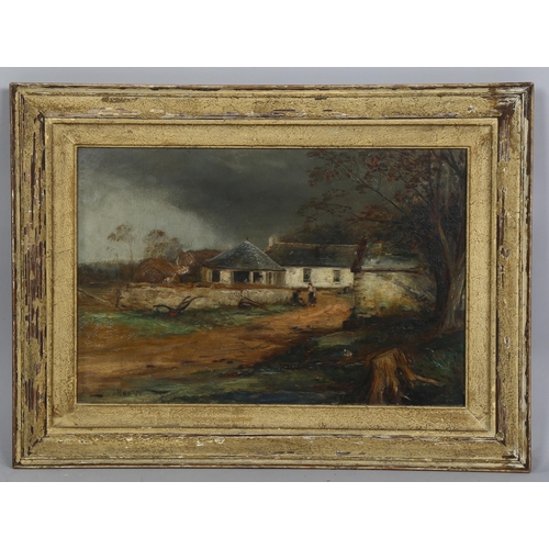 543 - John MacWhirter (1839 - 1911), farmstead scene, oil on canvas, signed with monogram, 30cm x 45cm, fr... 