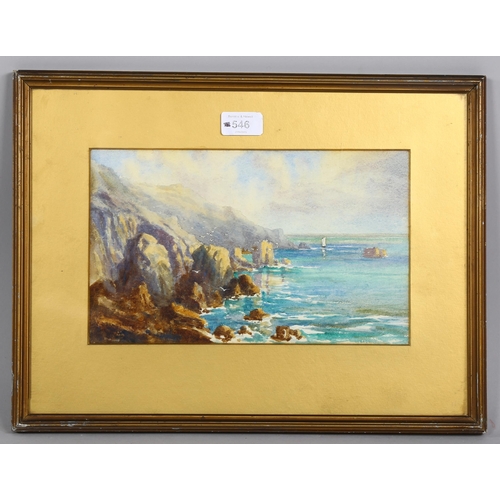 546 - Clifford Blampied (1875 - 1962), Sark coastline, watercolour, signed, 18cm x 29cm, framed