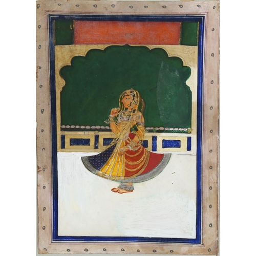 558 - Rajasthan School, study of an Indian dancer, 19th century gouache, sheet size 25cm x 18cm, framed