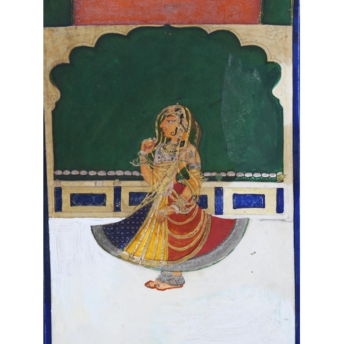 558 - Rajasthan School, study of an Indian dancer, 19th century gouache, sheet size 25cm x 18cm, framed