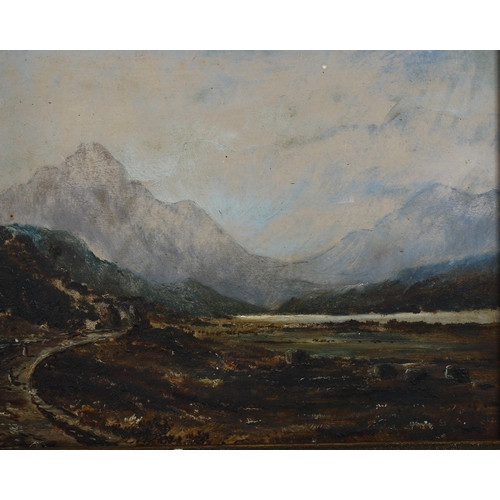 559 - William Lawrence Hall (1830 - 1907), Scottish landscape, oil on board, 23cm x 29cm, framed