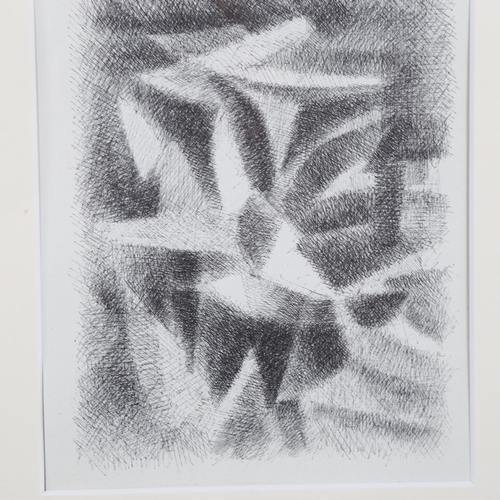 560 - Fritz Huf (1888 - 1970), abstract lithograph, 20cm x 16cm, framed