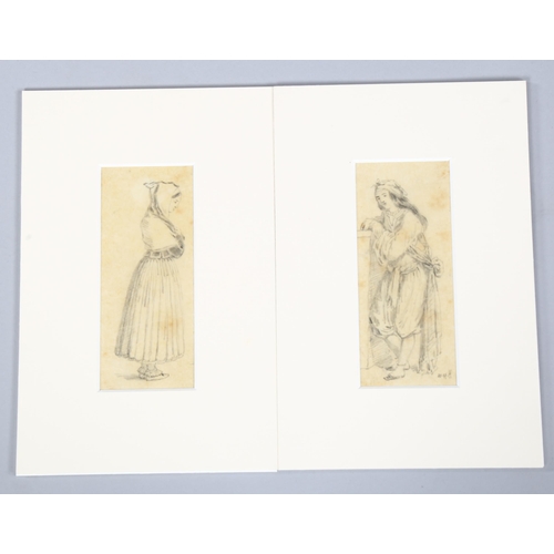 562 - William Henry Hunt (1790 - 1864), 2 figure drawings (from the Fry Collection of Early British Drawin... 