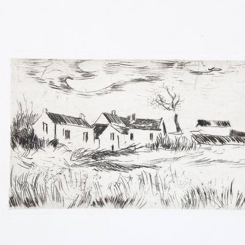 563 - Maurice De Valaminck (1876 - 1958), village buildings, original etching, official blind stamp J Frap... 