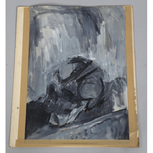 567 - Style of Frank Auerbach, double-sided study of a skull, charcoal and gouache, unsigned, 57cm x 41cm,... 