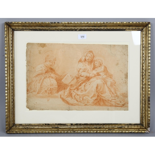 570 - 17th century Italian School, Classical group study, sanguine chalk on paper, sheet size 30cm x 47cm,... 