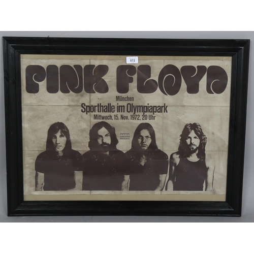 572 - Pink Floyd concert poster, 45cm x 69cm, framed