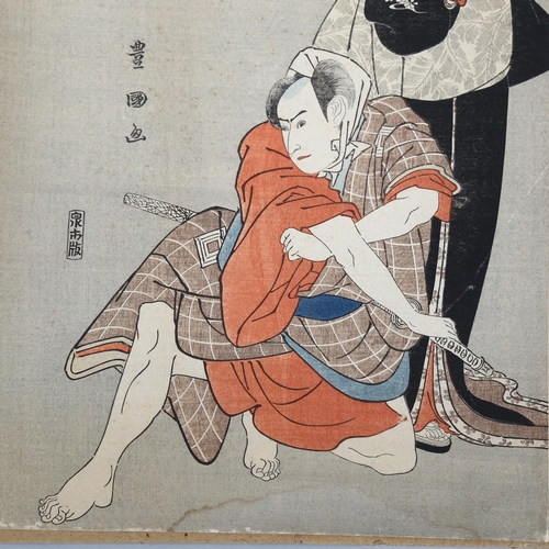 574 - After Toyokuni, study of a Samurai, woodblock print, early 20th century, 38cm x 25cm, unframed