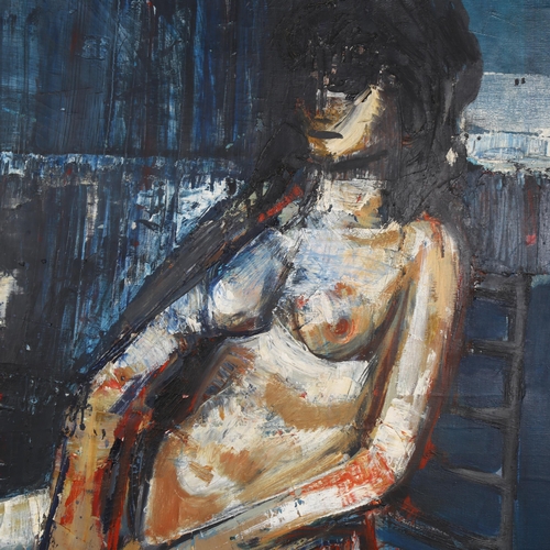 587 - Cross, large scale nude life study, oil on canvas, signed and date '63, 121cm x 136cm, unframed