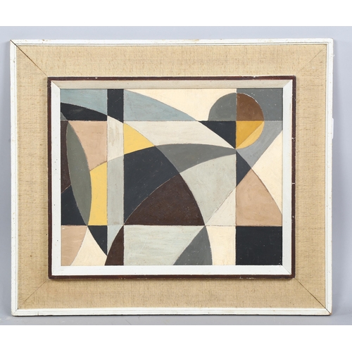 590 - Contemporary abstract geometric composition, acrylic on board, unsigned, 33cm x 40cm, framed