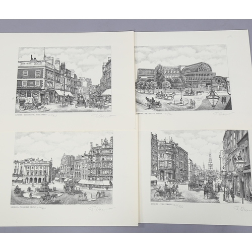 603 - Tadeusz Ochalski, set of 4 prints of London, signed in pencil, image 20cm x 27cm, unframed