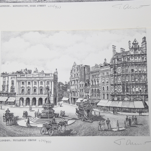 603 - Tadeusz Ochalski, set of 4 prints of London, signed in pencil, image 20cm x 27cm, unframed