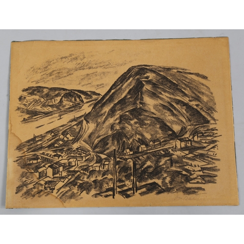 604 - Muirhead Bone, Great War Period street scene, lithograph, 31cm x 24cm, and an expressionist mountain... 