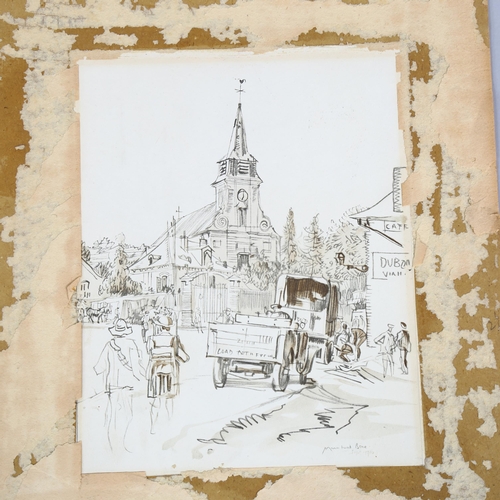 604 - Muirhead Bone, Great War Period street scene, lithograph, 31cm x 24cm, and an expressionist mountain... 