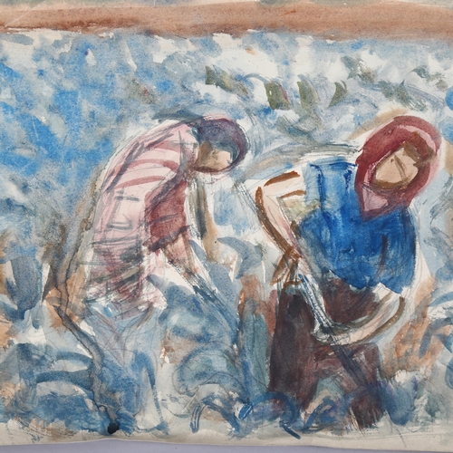 607 - Eileen Rose (born Dunedin New Zealand 1909, died 1902), watercolour, field workers, signed, 10