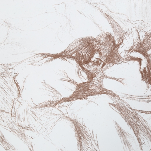 609 - Toulouse Lautrec, lithograph, sleeping woman, on Deckle edged paper, Studio stamp, edition of 1250, ... 