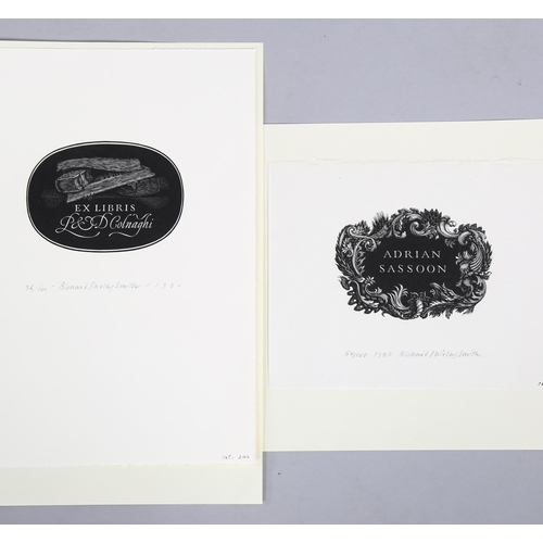 613 - Richard Shirley Smith, 2 engravings, bookplates, signed in pencil, dated 1980, unframed (2)