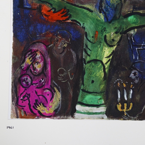 617 - Marc Chagall, crucifixion, lithograph, published 1961, image 28cm x 22cm, mounted