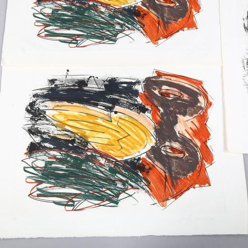 620 - 20th century British School, 3 abstract colour lithographs by the same hand, all indistinctly signed... 