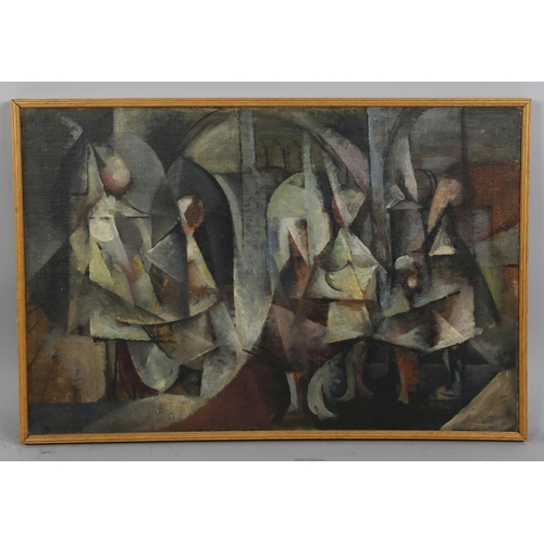 639 - Crowther, mid-20th century oil on canvas, abstract composition, inscribed on stretcher, 20