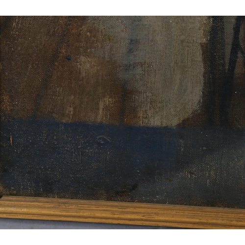 639 - Crowther, mid-20th century oil on canvas, abstract composition, inscribed on stretcher, 20