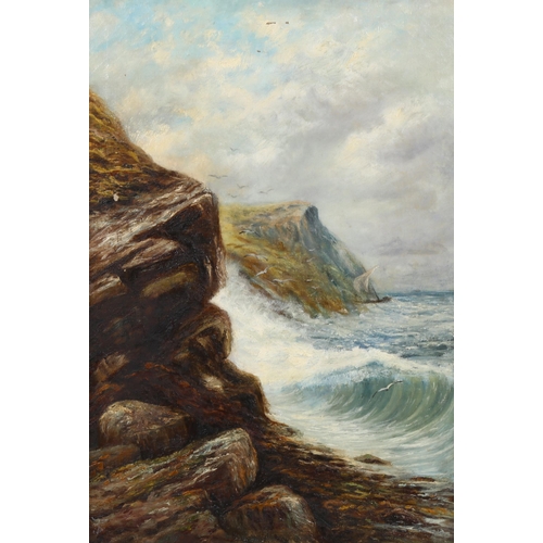 640 - Sidney Yates Johnson (fl. 1890 - 1926), oil on canvas, Cornish coastal scene, signed with monogram, ... 