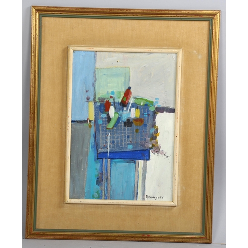 646 - Kennerley, abstract still life, acrylic on board, signed, 33cm x 23cm, framed