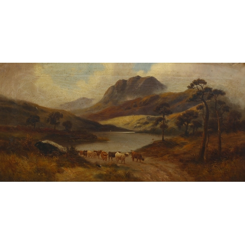 657 - Sidney Yates Johnson, cattle in Highland landscape, pair of oils on canvas, signed with monograms, 1... 