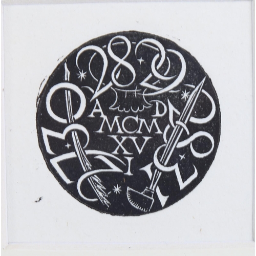 659 - Eric Gill, Rondel, original woodblock print, 1916, by St Dominic's Press, 3.5cm diameter