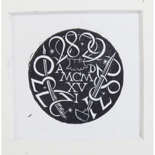 659 - Eric Gill, Rondel, original woodblock print, 1916, by St Dominic's Press, 3.5cm diameter