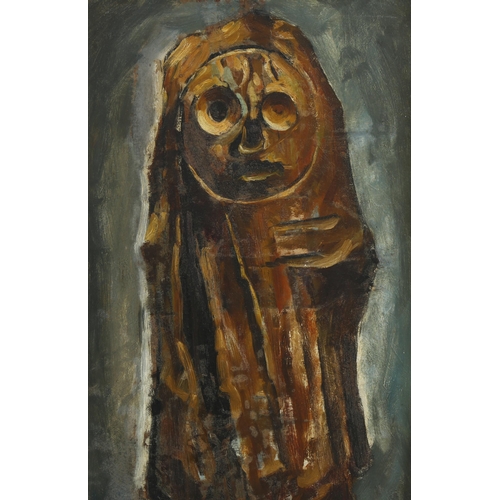 664 - Mid-20th century British School, abstract figure, oil on board, unsigned, 60cm x 33cm, framed