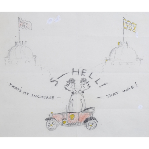 673 - Rex Whistler (1905 - 1944), Shell Oil advertising sketch, pencil/crayon on paper, 18cm x 21cm, frame... 