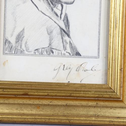 678 - Early 20th century pencil portrait of Grey Owl, signed below the image in ink by Grey Owl, image 13c... 